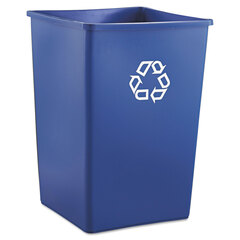 Rubbermaid Commercial Recycling Container, Square, Plastic, 35 gal, Blue
