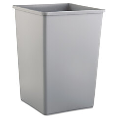 Rubbermaid Commercial Untouchable Square Waste Receptacle, 35 gal, Plastic, Gray