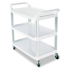 Rubbermaid Commercial Open-Side Utility Cart, Plastic, 3 Shelves, 300 lb Capacity, 40.63
