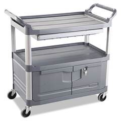 Rubbermaid Commercial Xtra Instrument Cart with Locking Storage Area, Plastic, 3 Shelves, 300 lb Capacity, 20