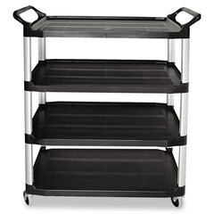 Rubbermaid Commercial Open-Side Utility Cart, Plastic, 4 Shelves, 300 lb Capacity, 40.63