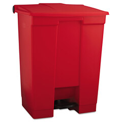 Rubbermaid Commercial Indoor Utility Step-On Waste Container, 18 gal, Plastic, Red