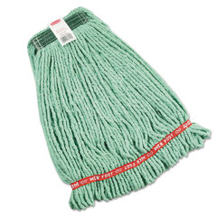 Rubbermaid Commercial Web Foot Wet Mop Heads, Shrinkless, Cotton/Synthetic, Green, Medium