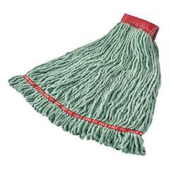 Rubbermaid Commercial Web Foot Shrinkless Looped-End Wet Mop Head, Cotton/Synthetic, Large, Green, 5