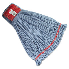 Rubbermaid Commercial Web Foot Wet Mop Heads, Shrinkless, Cotton/Synthetic, Blue, Large