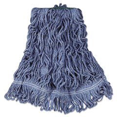Rubbermaid Commercial Super Stitch Blend Mop Head, Medium, Cotton/Synthetic, Blue, 6/Carton