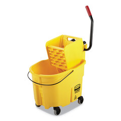 Rubbermaid Commercial WaveBrake 2.0 Bucket/Wringer Combos, Side-Press, 35 qt, Plastic, Yellow