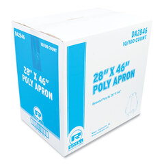 Royal Paper Poly Apron, 28 x 46,  One Size Fits All, White, 100/Pack, 10 Packs/Carton