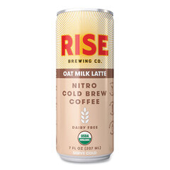 RISE Brewing Co. Nitro Cold Brew Latte, Oat Milk, 7 oz Can, 12/Carton