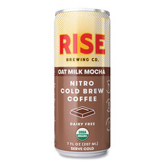 RISE Brewing Co. Nitro Cold Brew Latte, Oat Milk Mocha, 7 oz Can, 12/Carton