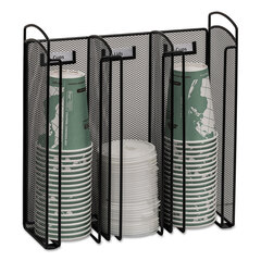 Safco Onyx Breakroom Organizers, 3 Compartments, 12.75 x 4.5 x 13.25, Steel Mesh, Black