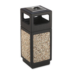 Safco Canmeleon Aggregate Panel Receptacles, 15 gal, Polyethylene/Stainless Steel, Black