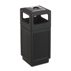 Safco Canmeleon Recessed Panel Receptacles, 15 gal, Polyethylene, Black
