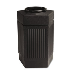 Safco Canmeleon Indoor/Outdoor Pentagon Receptacle, 30 gal, Polyethylene, Black