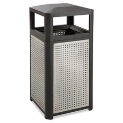 Safco Evos Series Steel Waste Container, 15 gal, Steel, Black