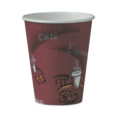 Solo Bistro™ Design Hot Drink Cups, Paper, 8 oz., Maroon, 50/Pack