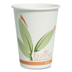 Solo Bare Eco-Forward Recycled Content PCF Paper Hot Cups, 12 oz, Green/White/Beige, 1,000/Carton