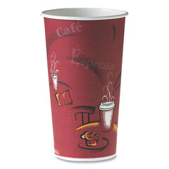 Solo Polycoated Hot Paper Cups, 20 oz, Bistro Design, 600/Carton