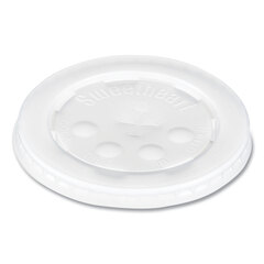 Solo Polystyrene Plastic Flat Straw-Slot Cold Cup Lids, Fits 12 oz to 24 oz Cups, Translucent, 125/Pack, 16 Packs/Carton