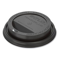 Solo Traveler Cappuccino Style Dome Lid, Fits 10 oz to 24 oz Cups, Black, 100/Sleeve, 10 Sleeves/Carton