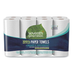 Seventh Generation 100% Recycled Paper Kitchen Towel Rolls, 2-Ply, 11 x 5.4 Sheets, 156 Sheets/Roll, 8 Rolls/Pack