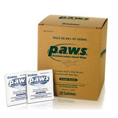 Safetec Antimicrobial Hand Wipe Paws&reg; 5 X 8 Inch, 100EA/BX