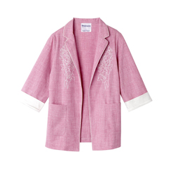 SLVSV130-SV2004-XL - Silverts - Senior Womens Embroidered Linen Blazer Dusty Pink