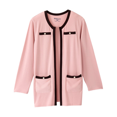 SLVSV157-SV2029-L - Silverts - Senior Womens Long Sleeve Knit Blazer Dusty Pink/Black Contrast