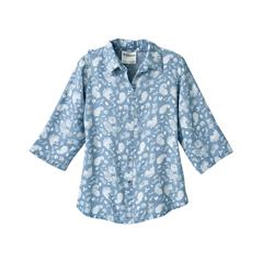 SLVSV163-SV2027-3XL - Silverts - Senior Womens Adaptive Open Back Embroidered Shirt Paisley Perfect
