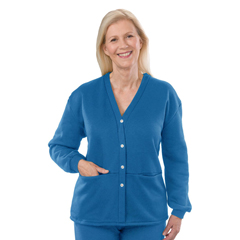 SLVSV23250-SV15-2XL - Silverts - Adaptive Fleece Cardigan for Women Blue