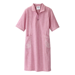 SLVSV314-SV2004-S - Silverts - Senior Womens Adaptive Open Back Embroidered Linen Dress Dusty Pink