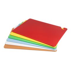 CFS BRANDS Cut-N-Carry Color Cutting Board with Molded-In Ruler, Assorted Colors, 6/Pack