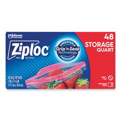 SC Johnson Professional Double Zipper Storage Bags, 1 qt, 1.75 mil, 9.63