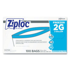 SC Johnson Professional Ziploc&reg; Double Zipper Freezer Bags, 2 gal, 2.7 mil, 13