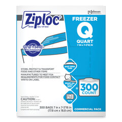 SC Johnson Professional Double Zipper Freezer Bags, 1 qt, 2.7 mil, 7
