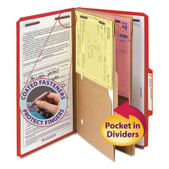 SMD19082 - Smead® 6-Section Pressboard Top Tab Pocket-Style Classification Folders with SafeSHIELD™ Coated Fastener