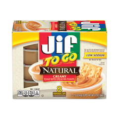 J.M. Smucker Co. Spreads, Natural Creamy Peanut Butter, 1.5 oz Cup, 8/Box