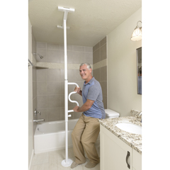 SRX1100-W - Stander - Security Pole & Curve Grab Bar - Transfer Pole & Bathroom Assist Handle -White