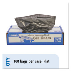 Stout Total Recycled Content Plastic Trash Bags, 65 gal, 1.5 mil, 50