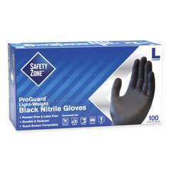 Impact ProGuard Powder Free Nitrile Gloves, Large, Black, 100/Box