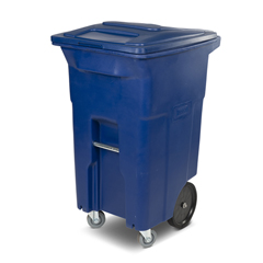 TOTACC64-00BLU - Toter - 64 Gal. Blue Trash Can with Wheels and Lid (2 caster wheels 2 stationary wheels)