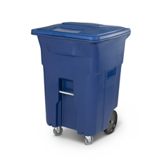 TOTACC96-00BLU - Toter - 96 Gal. Blue Trash Can with Wheels and Lid (2 caster wheels 2 stationary wheels)