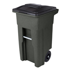 TOTANA32-55410 - Toter - 32 Gal. Greenstone Trash Can with Quiet Wheels and Attached Black Lid