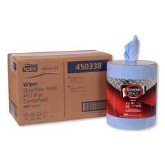Essity Advanced ShopMax Wiper 450, Centerfeed Refill, 9.9 x 13.1, Blue, 200/Roll, 2 Rolls/Carton