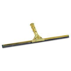 Unger Golden Clip Brass Squeegee Complete, 18 Inch Wide Blade, Rubber, Straight