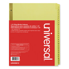 UNV20813 - Universal® Preprinted Plastic Coated Tab Dividers with Black Printing