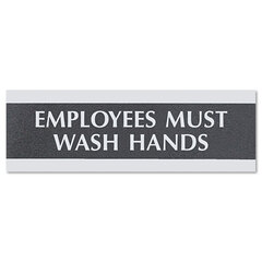 U.S. Stamp & Sign Century Series Office Sign, Employees Must Wash Hands, 9 x 3