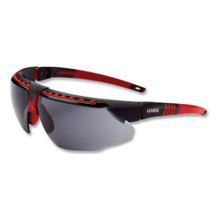 Honeywell Avatar Safety Glasses, Black/Red Polycarbonate Frame, Gray Polycarbonate Lens