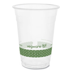 VEGWARE 96-Series Cold Cup, Compostable, 16 oz, Clear/Green, 1,000/Carton
