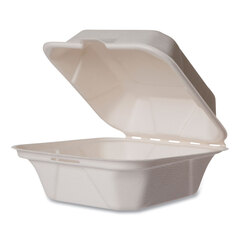 VEGWARE Nourish Molded Fiber Takeout Containers, Compostable, 5.9 x 5.9 x 2.9, White, Sugarcane, 400/Carton
